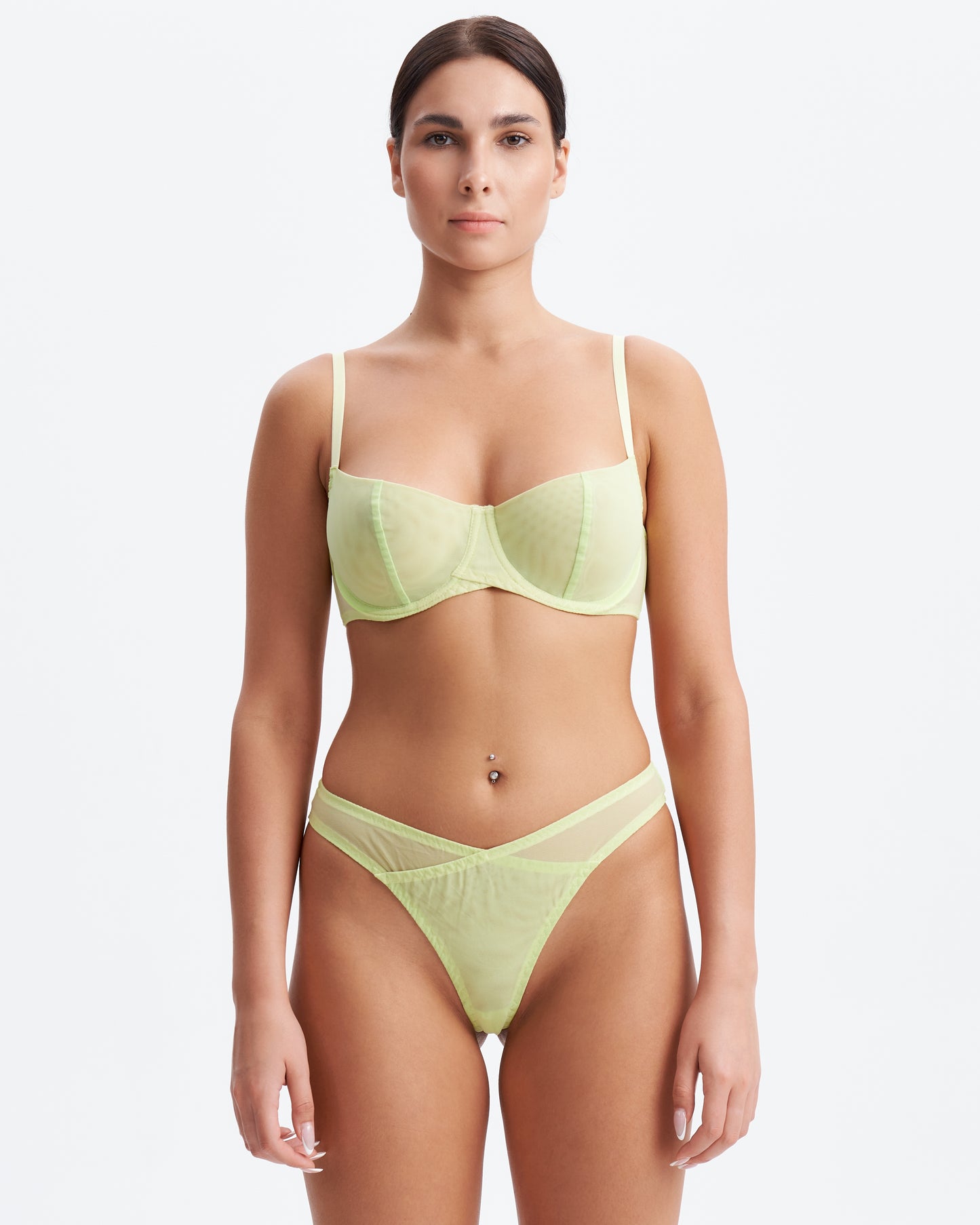 "BASE" mesh thong - lime