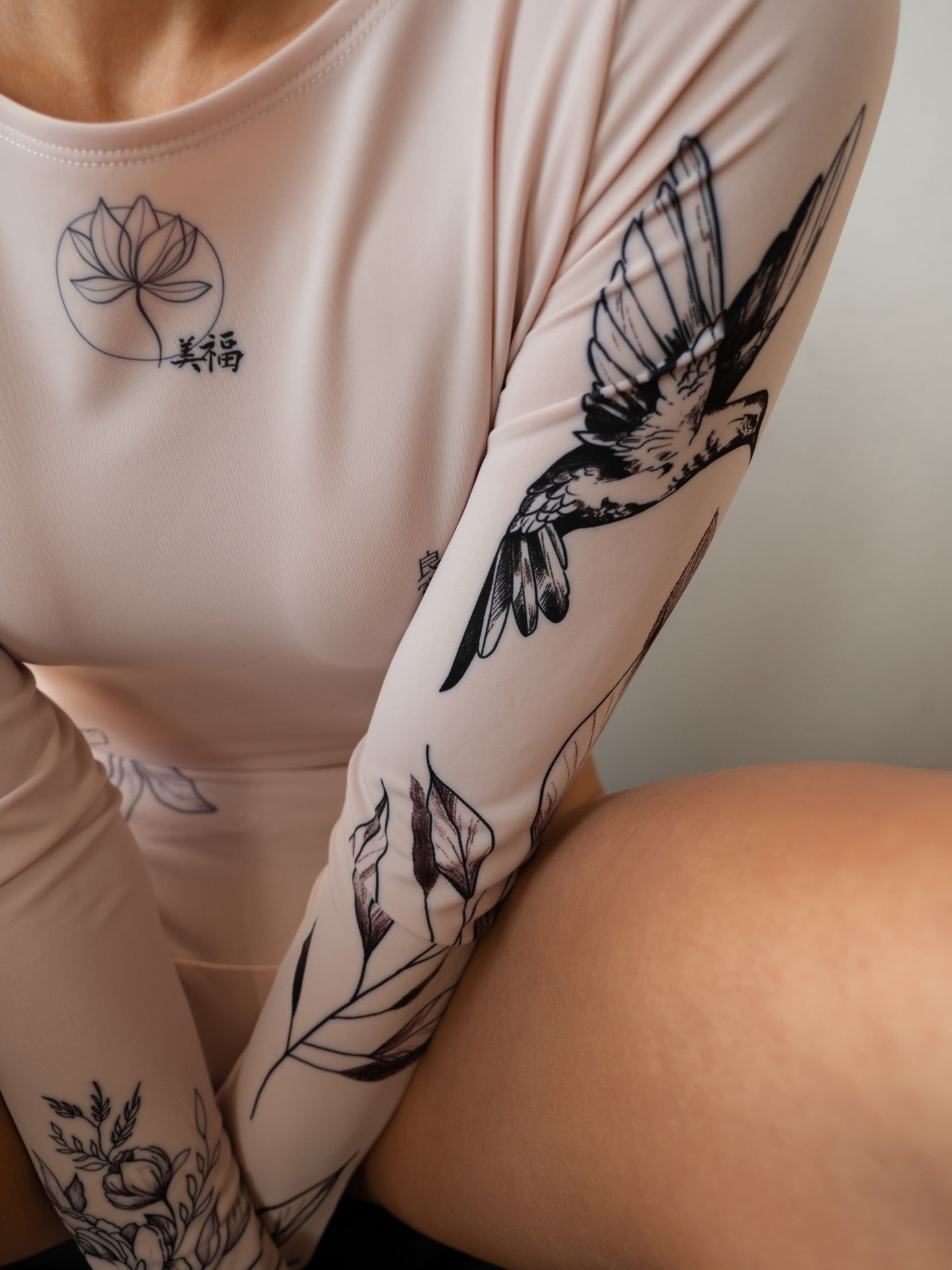 BODY "TATTOO" - silver peony