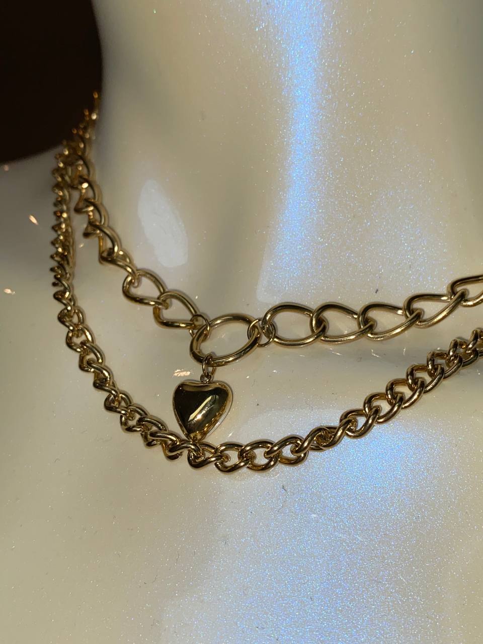 "DOUBLE LOVE" NECKLACE with a massive chain