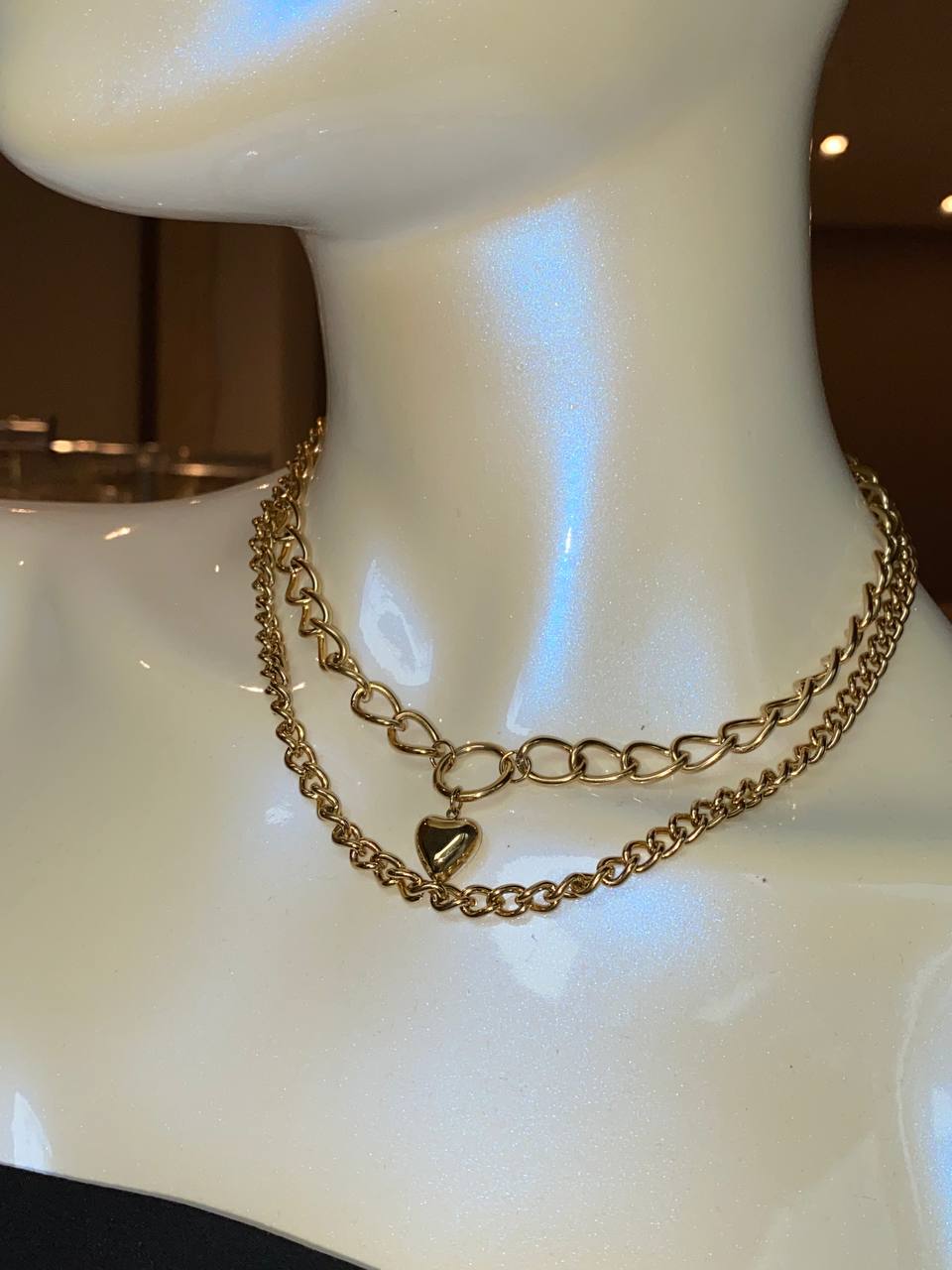 "DOUBLE LOVE" NECKLACE with a massive chain