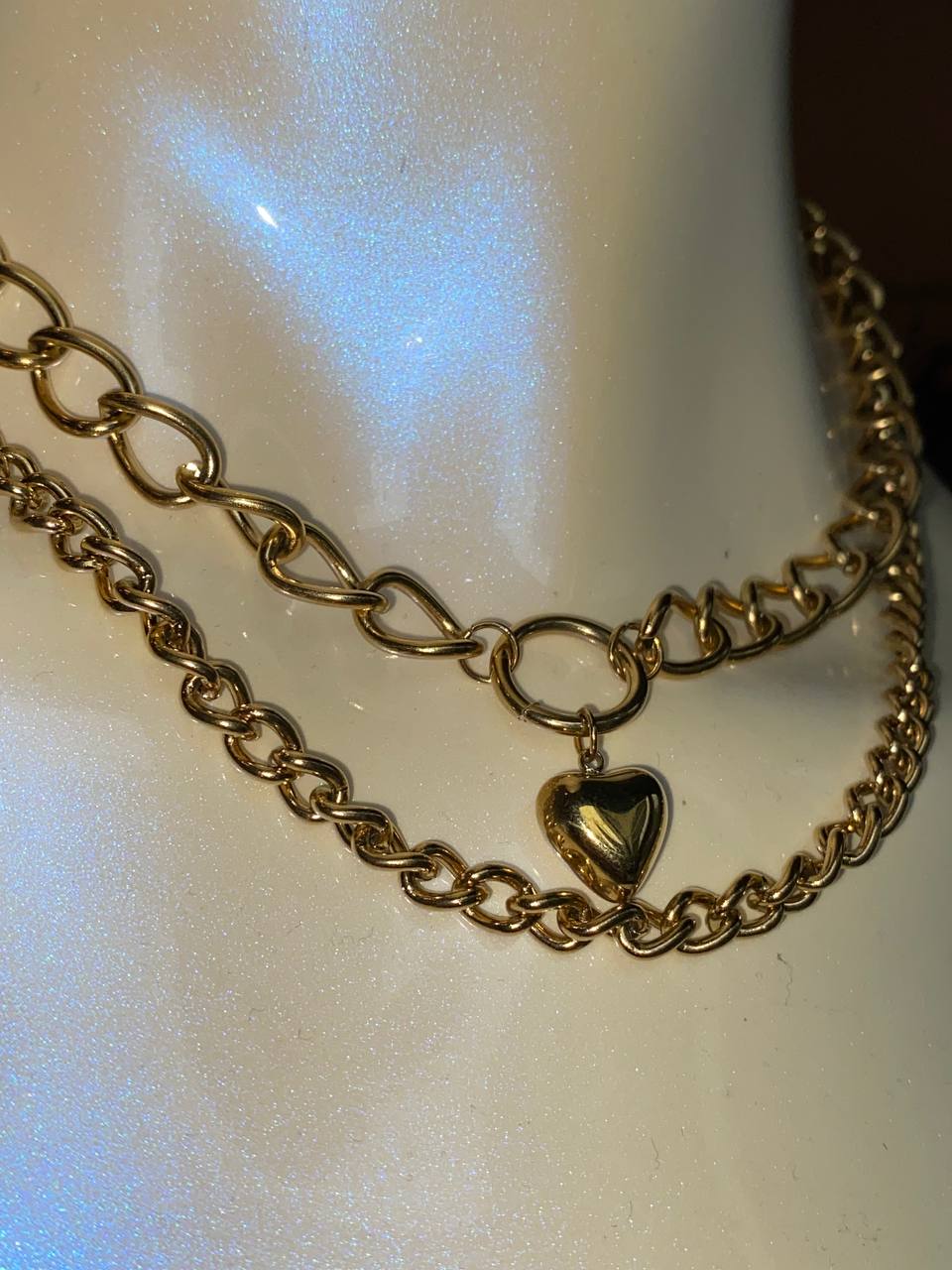 "DOUBLE LOVE" NECKLACE with a massive chain