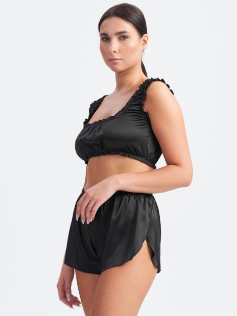 "ALICE" short pajama SHORTS – black